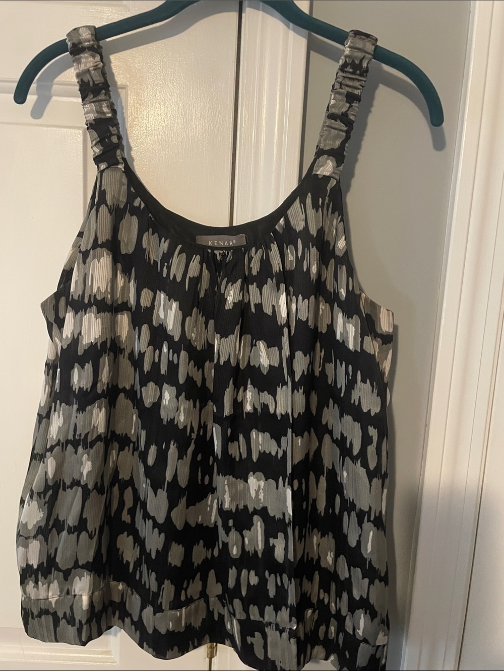 Kenar Black and Gray Patterned Sleeveless Top